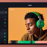 **

"Personalized music playlist on Spotify interface. Focus on UI elements showing algorithm-driven recommendations. User enjoying the music with headphones. Warm, inviting color palette."

**