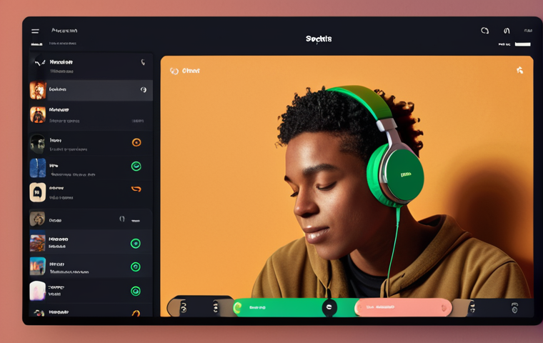 **

"Personalized music playlist on Spotify interface. Focus on UI elements showing algorithm-driven recommendations. User enjoying the music with headphones. Warm, inviting color palette."

**