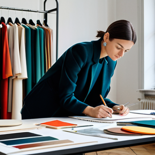 **

"A fashion designer in a bright, modern studio in Milan, Italy. She is sketching designs for the next season, surrounded by mood boards and fabric samples. The atmosphere is creative and collaborative. Fully clothed in stylish, professional attire. Safe for work, appropriate content, perfect anatomy, natural proportions, high quality fashion photography, modest, family-friendly."

**