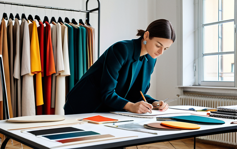 **

"A fashion designer in a bright, modern studio in Milan, Italy. She is sketching designs for the next season, surrounded by mood boards and fabric samples. The atmosphere is creative and collaborative. Fully clothed in stylish, professional attire. Safe for work, appropriate content, perfect anatomy, natural proportions, high quality fashion photography, modest, family-friendly."

**